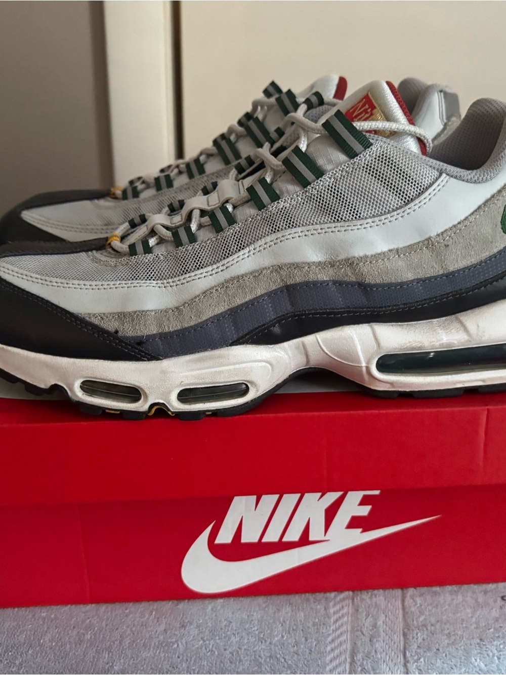 Nike Men’s Air Max 95 Sneakers - White/Grey/Black - Picture 5 of 6